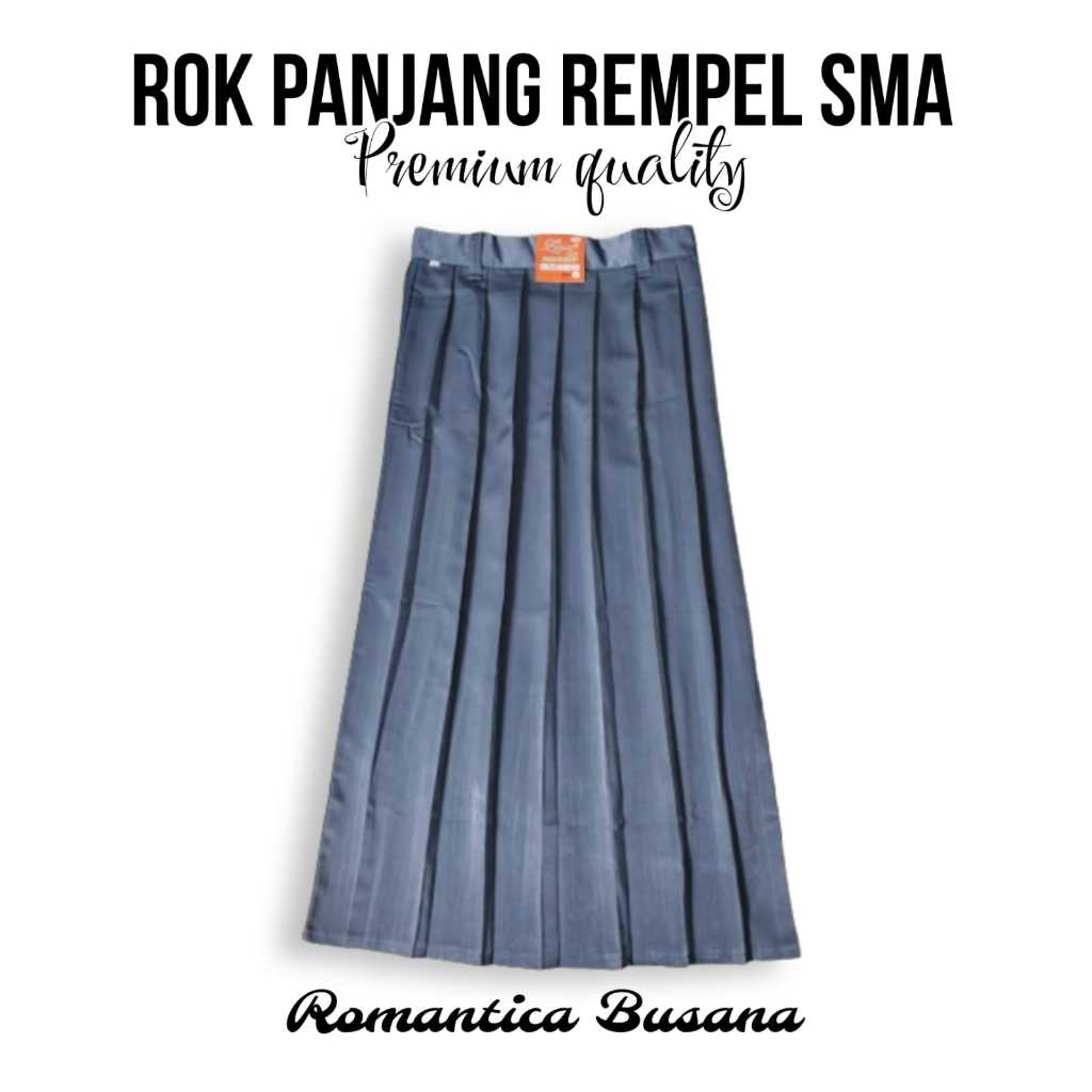 Rok Rempel Panjang Abu-Abu SMA | Seragam Sekolah SMA | Rok SMA Rempel Panjang | Rok Sekolah SMA