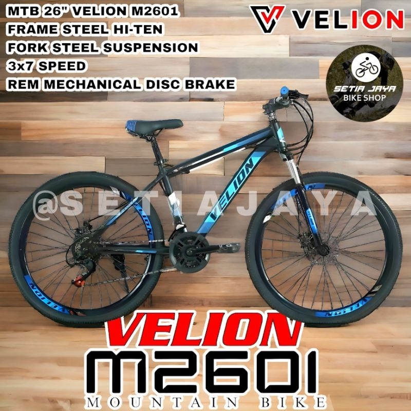 Sepeda Gunung MTB 26 Inch VELION M2601 Steel 3x7 Speed Rem Cakram New