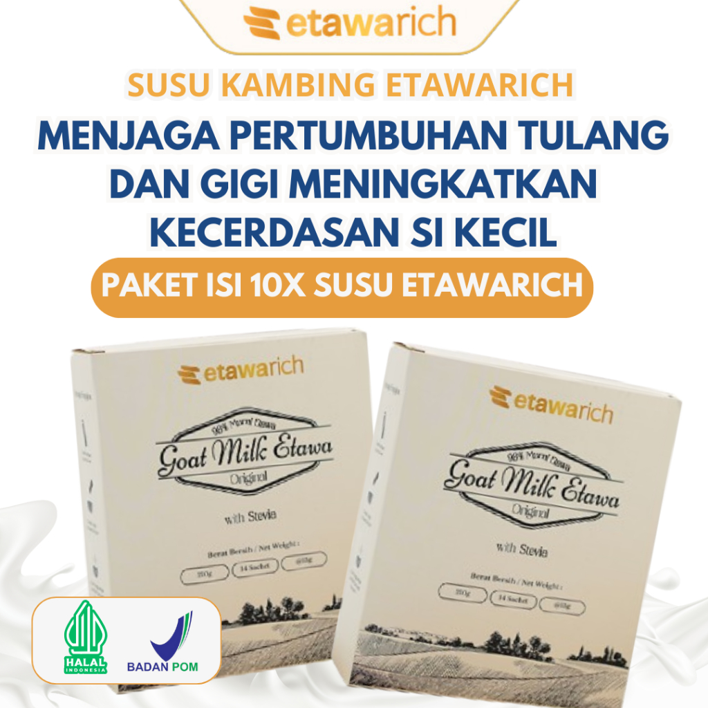

Etawarich Susu Kambing Etawa Paket Isi 10 Box Membantu Mengoptimalkan Pertumbuhan Tulang dan Gigi