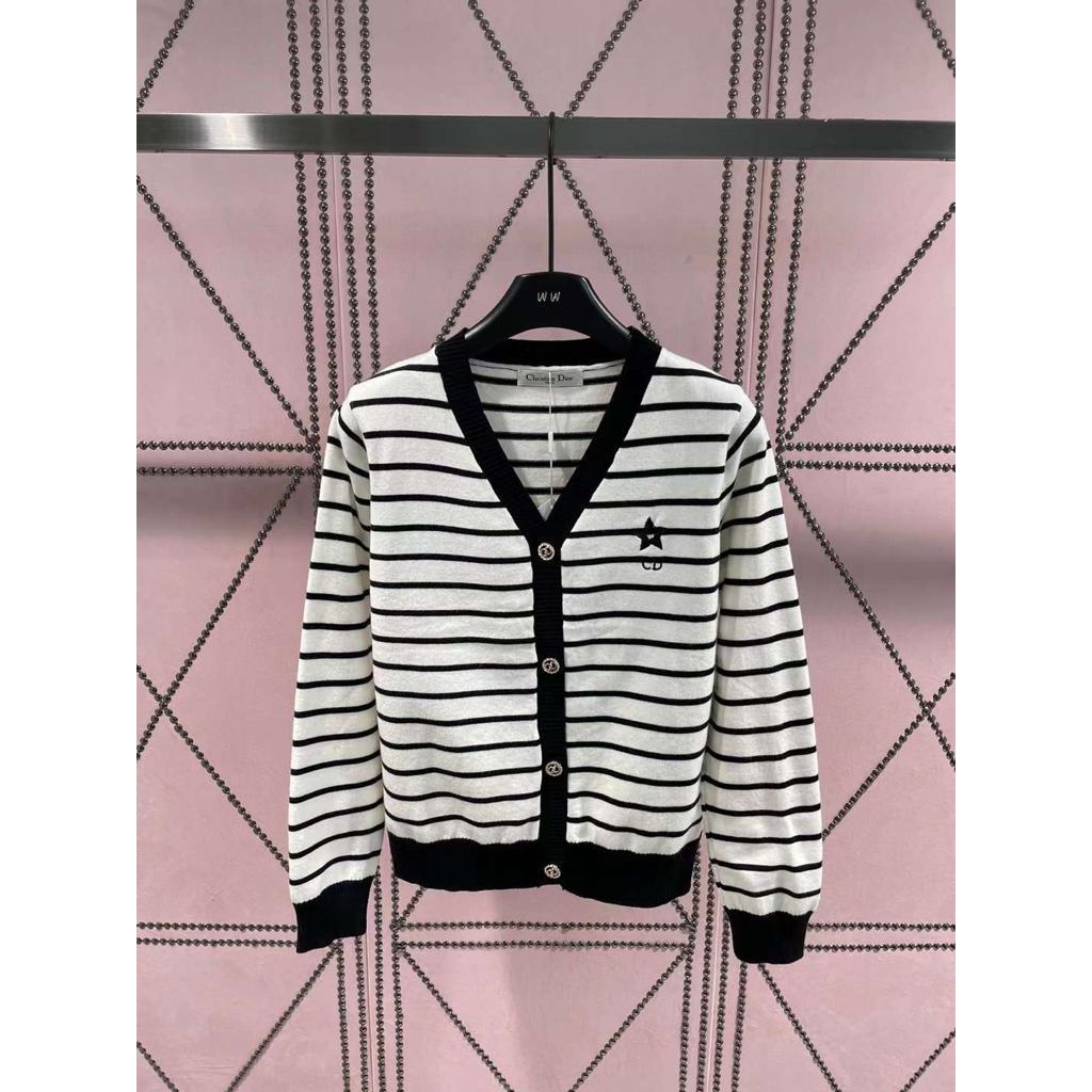 DIOR White Cardigan Stripe