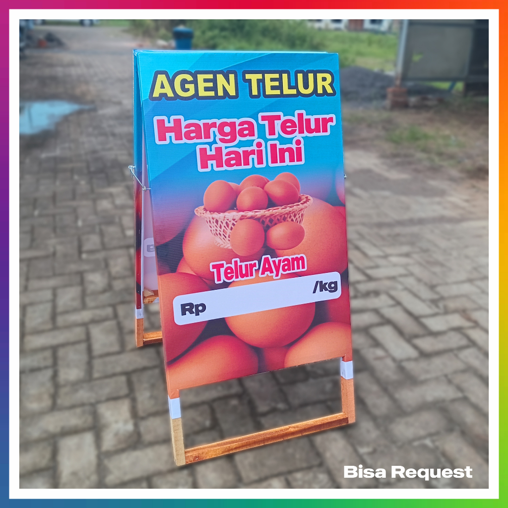 Stand Banner Kayu Agen Jual Telur