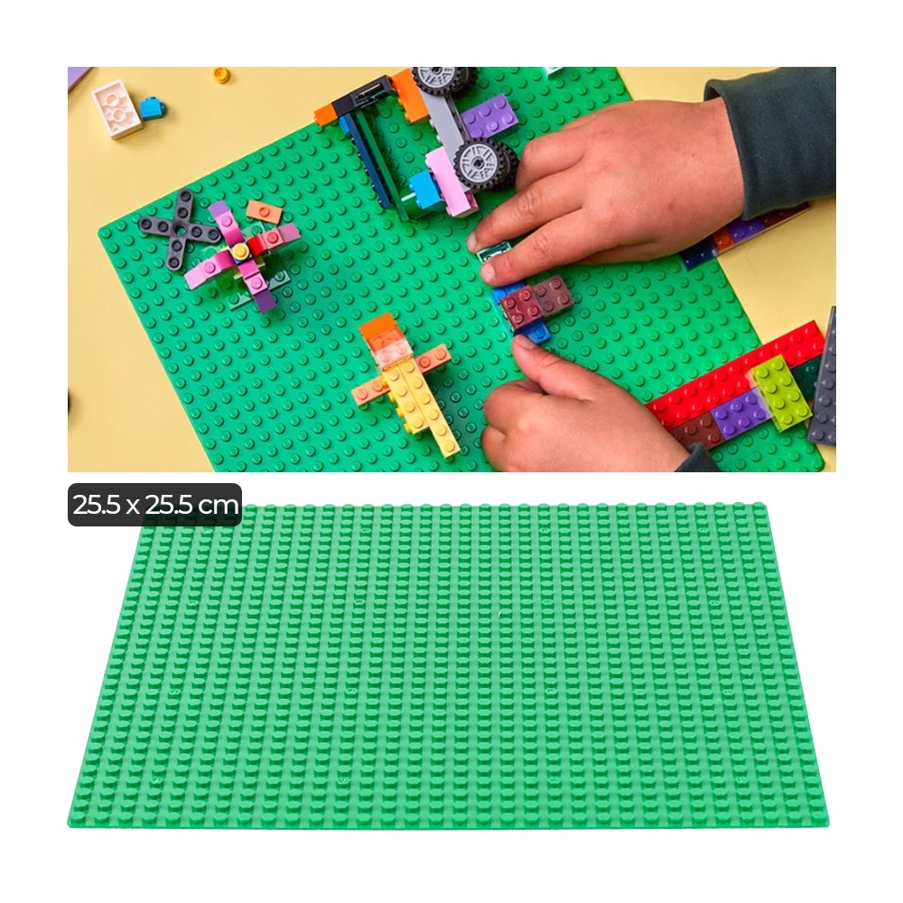 Base Plate LEGO Building Blocks 25.5 x 25.5 cm - Green