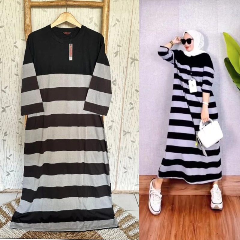 GAMIS DRESS SALUR KEKINIAN WANITA KAOS //  GAMIS WANITA KAOS TERBARU
