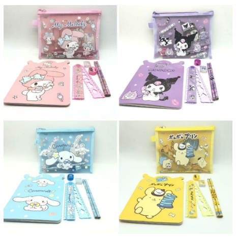 

1 SET Alat Tulis Stationery Kit Tempat Pensil Penggaris Penghapus Rautan Anak Lucu Karakter Sanrio Kuromi Cinnamoroll My Melody