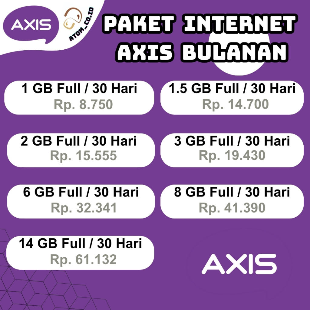 Paket Internet AXIS -  Kuota Bulanan - Kuota Internet - Termurah 