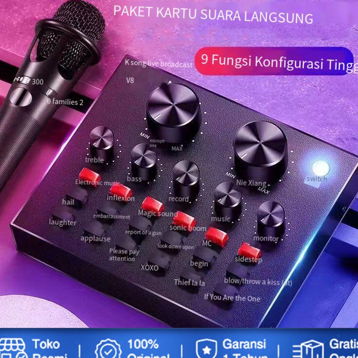 Gilagilaan V8 Sound Card Set Live Sound Card Lengkap Ponsel Komputer Peralatan Universal Langsung Si