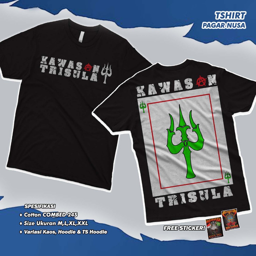 KAOS KAWASAN TR1SULA ZONA PAGAR NUSA | TSHIRT KAWASAN BEBAS SAJAM TRSULA COTTON COMBED 24S
