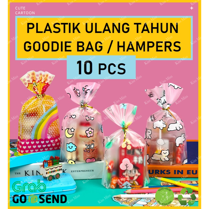 

10 PCS - Plastik ULTAH - GOODIE BAG - ulang tahun - hampers - 16x24 - 20x28 - bingkisan - kemasan makanan – birthday bag