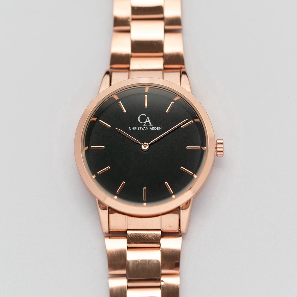 Jam Tangan Rantai Couple Anti Air Christyan Arden Grand CA Magnificent Icon Golden Rose Black Dial J