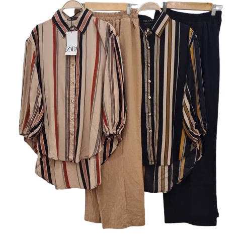 Recomended one set malika salur setelan wanita dewasa bahan mix crinkel stelan terbaru malika