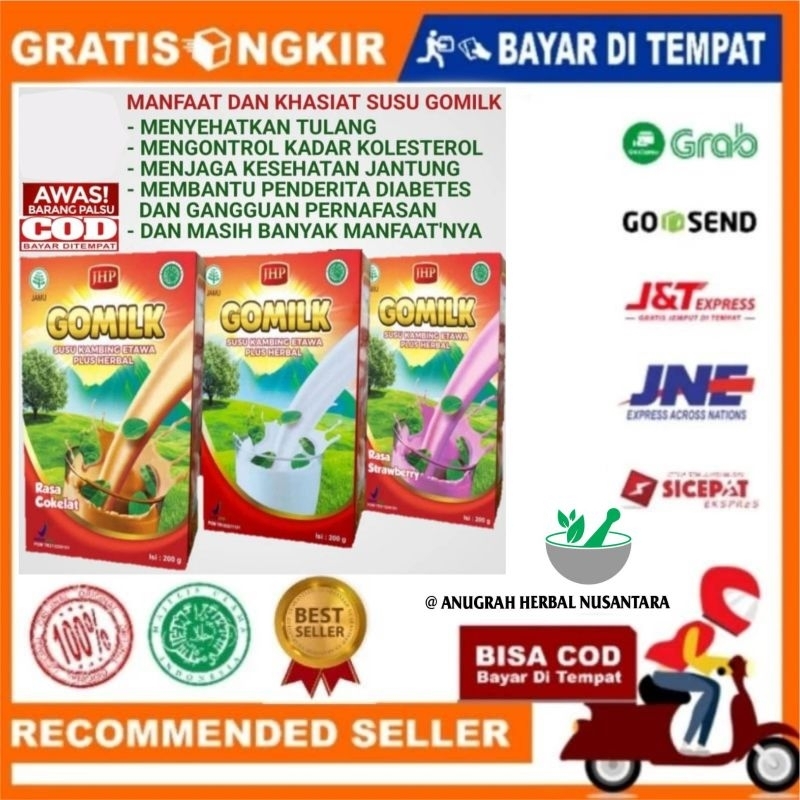 

GOMILK SUSU KAMBING ETAWA Rasa Original/Coklat,Strobery, Plus Herbal