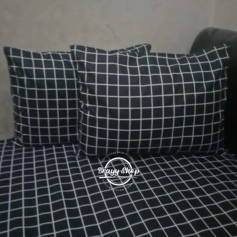 Sarung Bantal Dan Guling Garis Kotak / sarung bantal tidur / sarung guling motif kotak garis