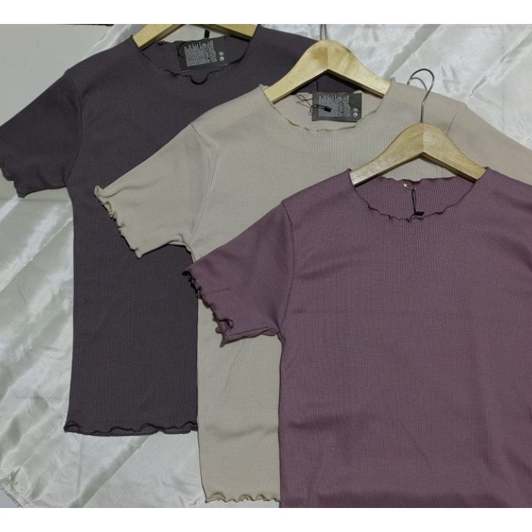 New Stock Kaos Rib Premium Lengan Pendek Atasan Lengan Pendek