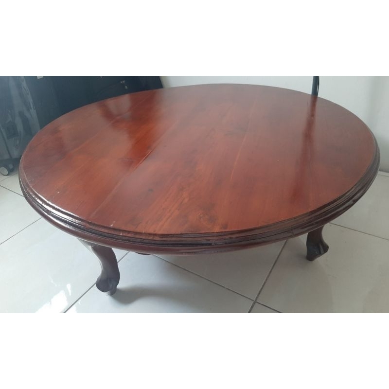 Meja kayu jati bulat besar