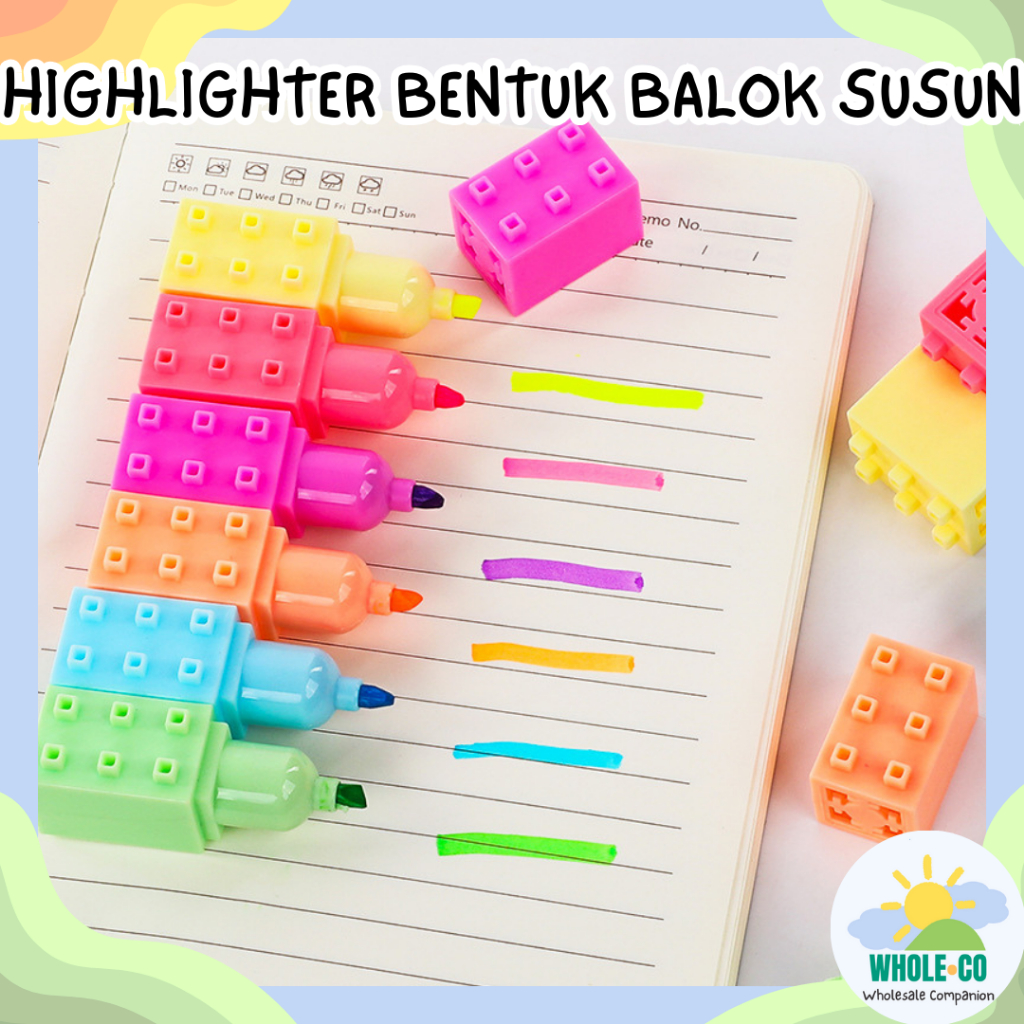 

Highlighter Balok Susun 1 Set isi 6 Pcs Colorful Bentuk Blok Bangunan Lucu, Unik, Imut Termurah Grosir COD