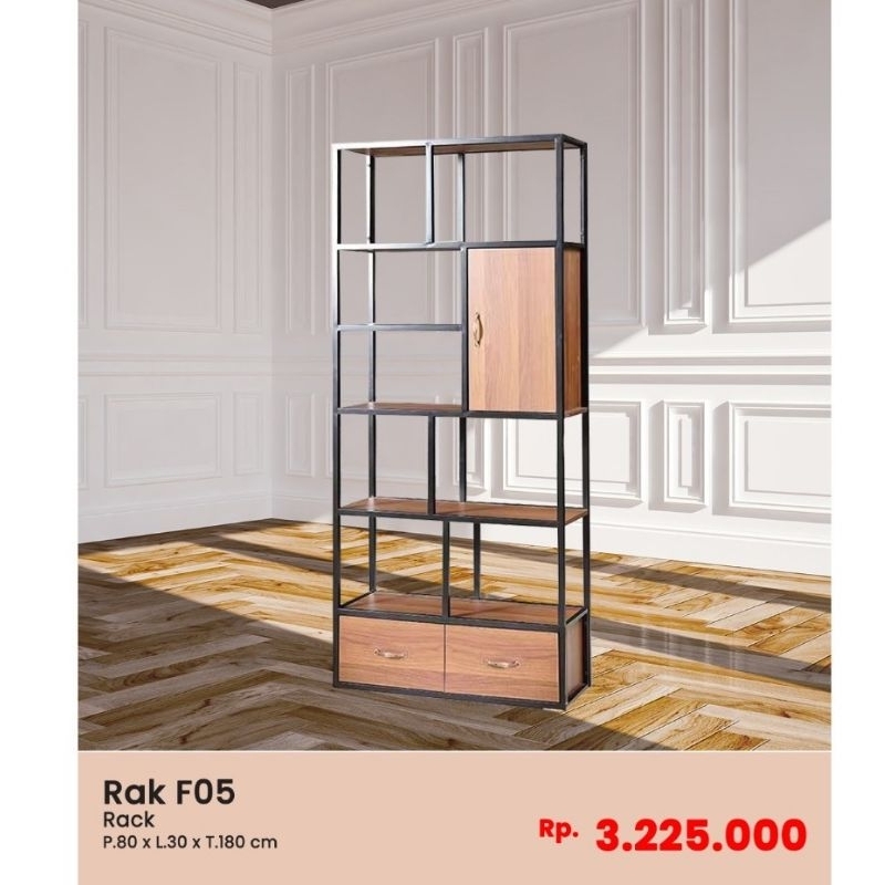 Lemari Rak Besi Pajangan - Buku - Penyekat Ruangan F05