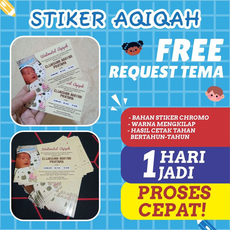KARTU UCAPAN AQIQAH || STIKER AQIQAH BAYI || TASYAKUR AQIQAH