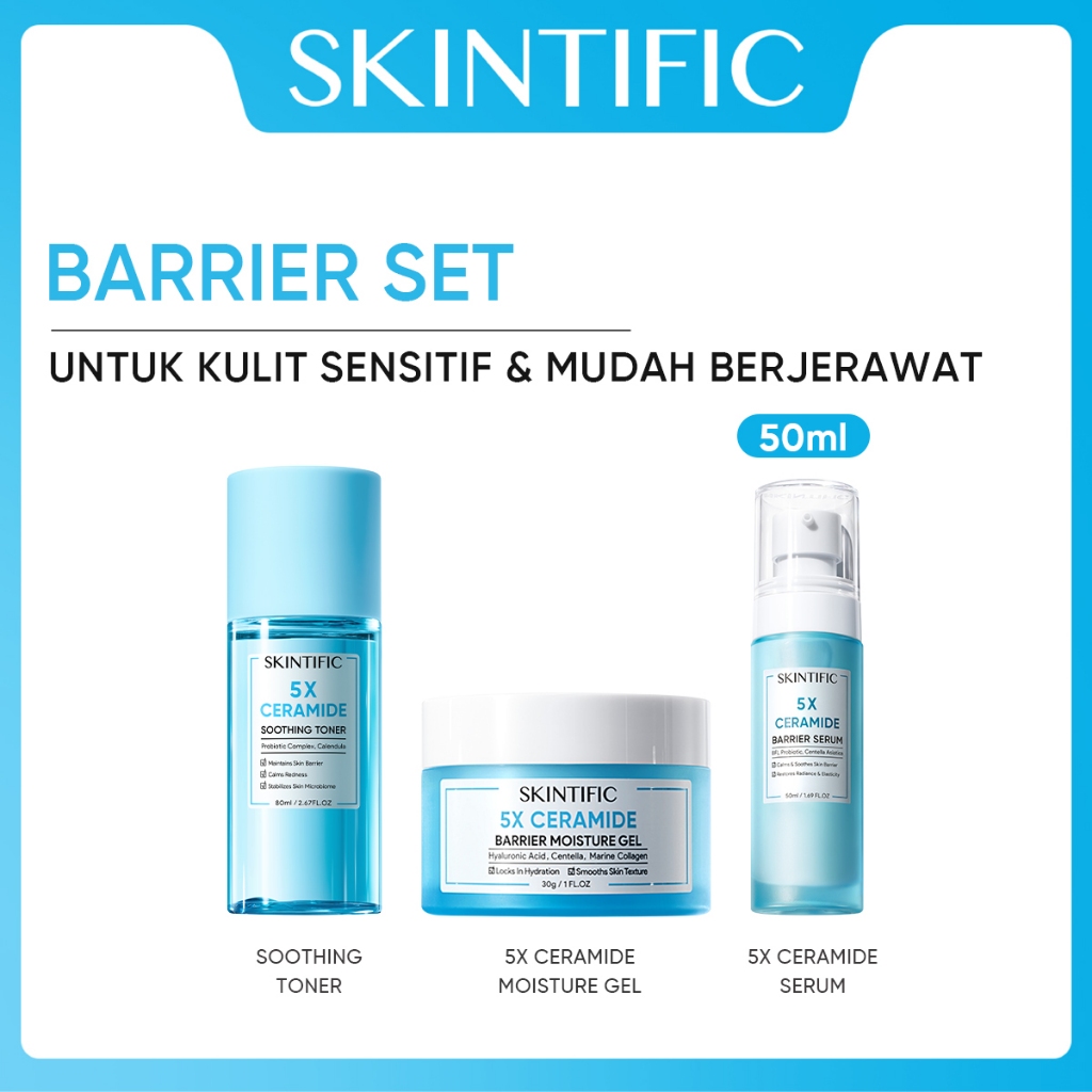 SKINTIFIC 3pcs Paket Skincare - 5X Ceramide Barrier Moisturize Gel + 5X Ceramide Barrier Serum + 5X Ceramide Soothing Toner Image 3