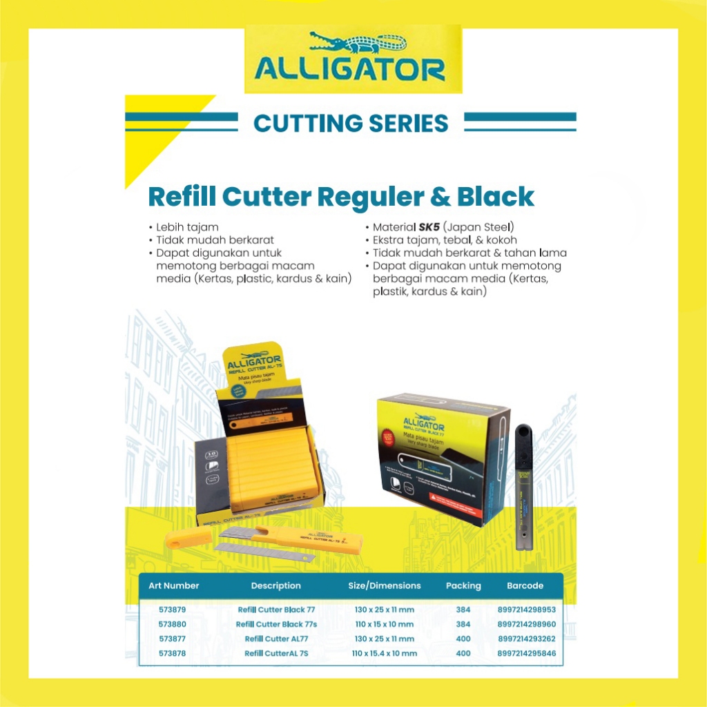 

Refill Cutter Alligator Box Plastik Isi 5 Pcs isi ulang Cutter Tipe AL dan TL