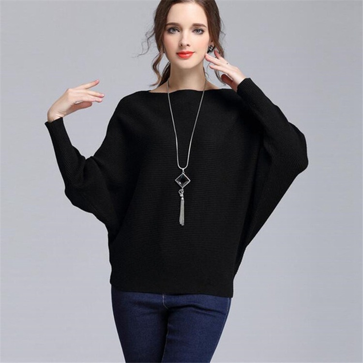 Women Off Shoulder Loose Knitted Blouses Tops Sweater Tops Solid Color