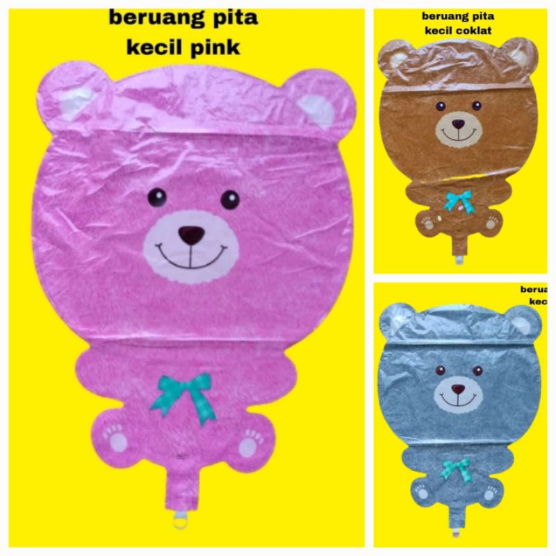 (1pack=50pc) BERUANG PITA KECIL (Balon Gas/FOIL/TERBANG/KARAKTER)