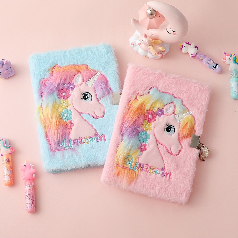 

Buku Diary unicorn Notebook Pelangi Buku Tulis karakter Kado Ultah Anak bagus Buku Gembok Bulu