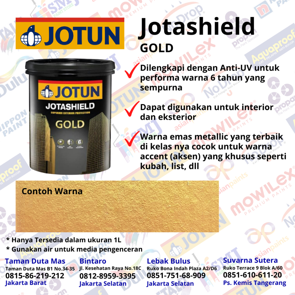 JOTUN JOTASHIELD EXTERIOR GOLD( WATRERBASED) KEMASAN 1 LITER