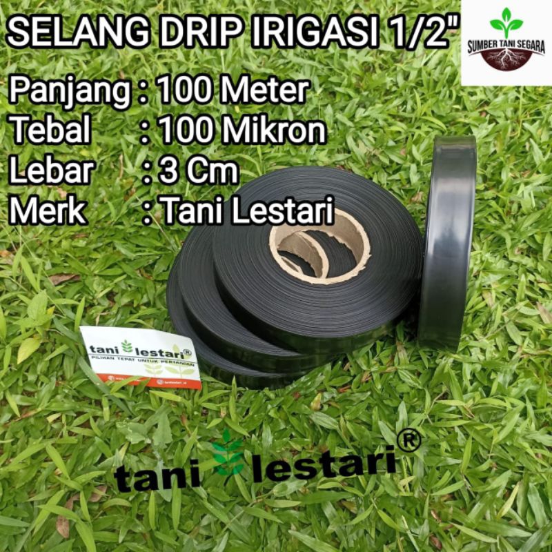 SELANG DRIP IRIGASI 1/2 INCH 100 METER 100 MIKRON TANI LESTARI