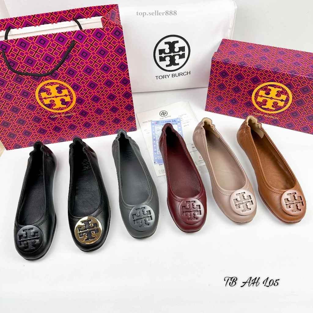 TORY Sepatu Flat Shoes Wanita Ballerina Pin Bulat Mirror Quality Kulit Domba Asli AH L05 Sheepskin