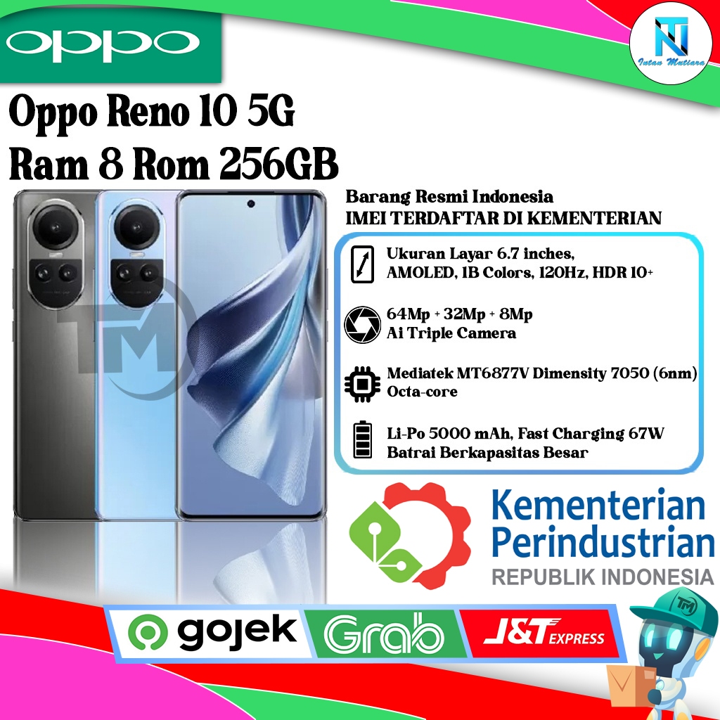 0 P P 0 Reno 10 5G Ram 8 Rom 256GB Segel Original & Bergaransi Resmi