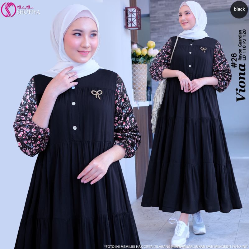 Barang Baru||Viona midi#26#27#28|Dress midi rayon|rayon kombinasi motif|by Shofiyah|