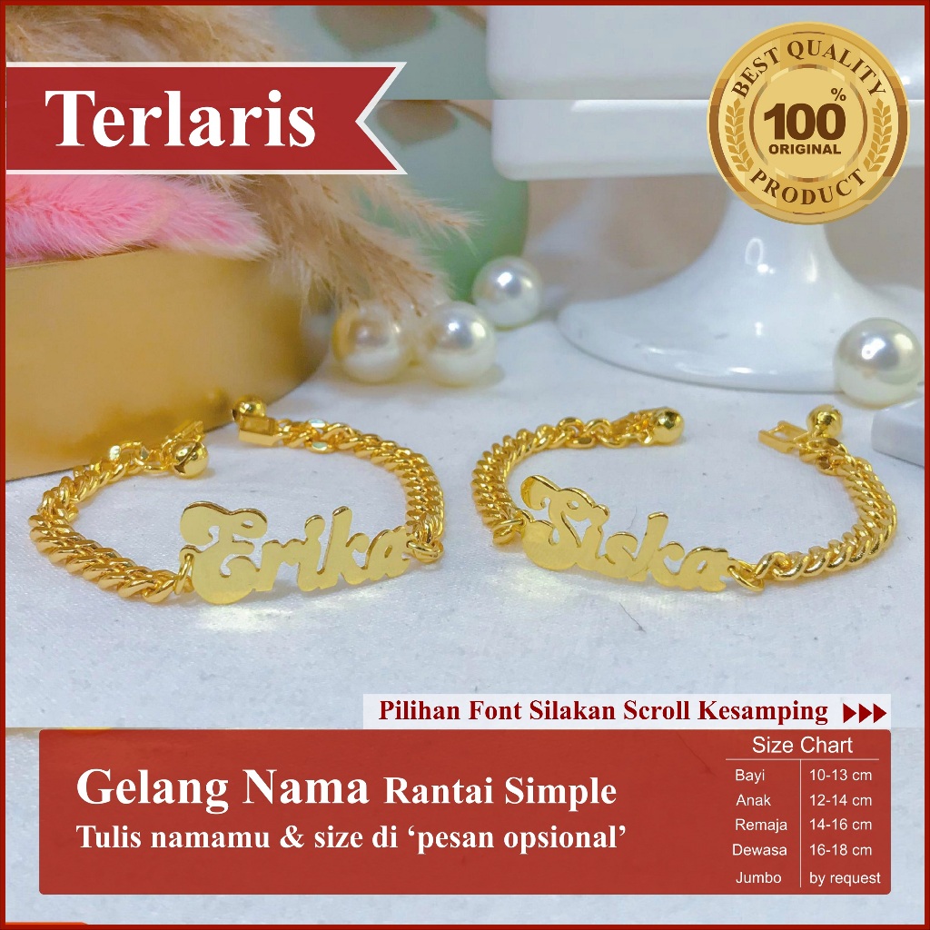 Gelang Nama Seperti Emas Asli