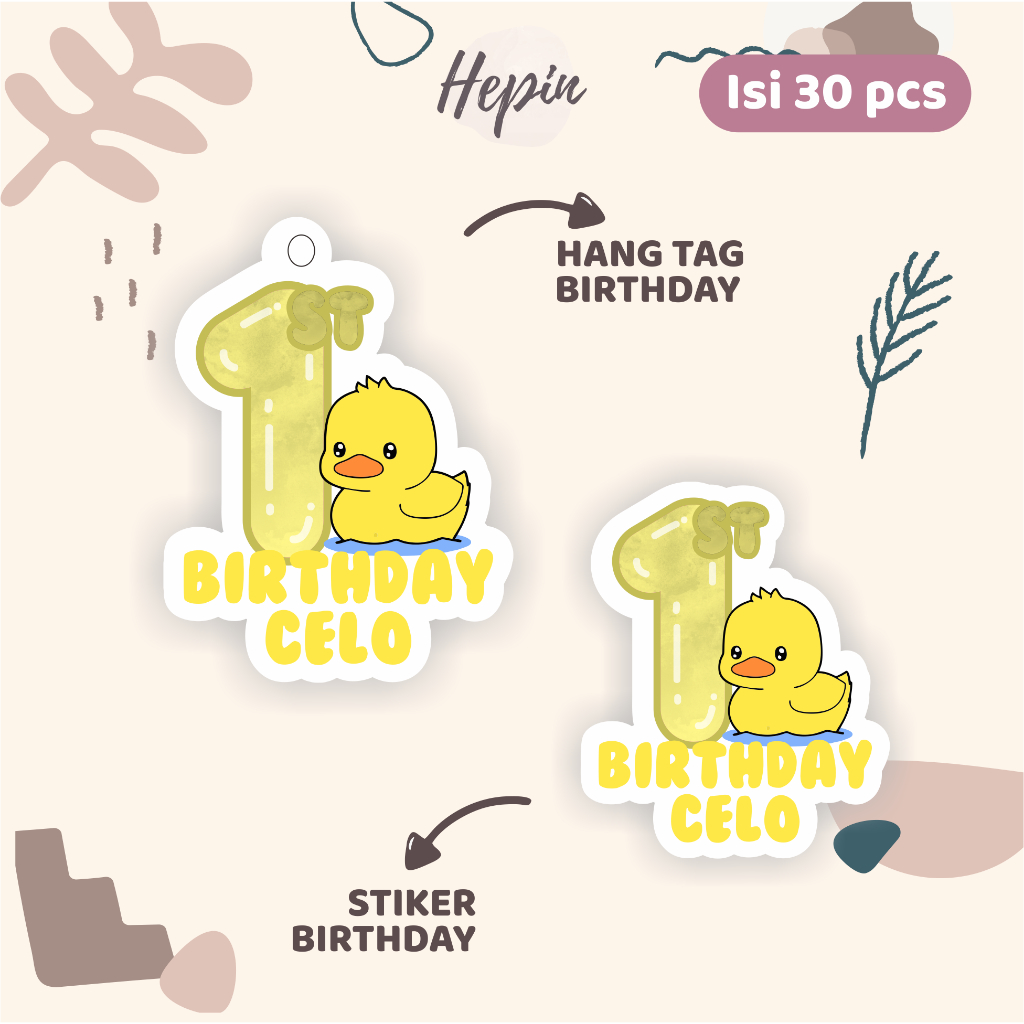 

(30pcs) Hang tag & stiker ulang tahun Tema BEBEK/lucu /label tag ulang tahun murah/hang tag ulang tahun/tag souvenir ulang tahun/stiker nama ualang tahun/diecut stiker&t ag