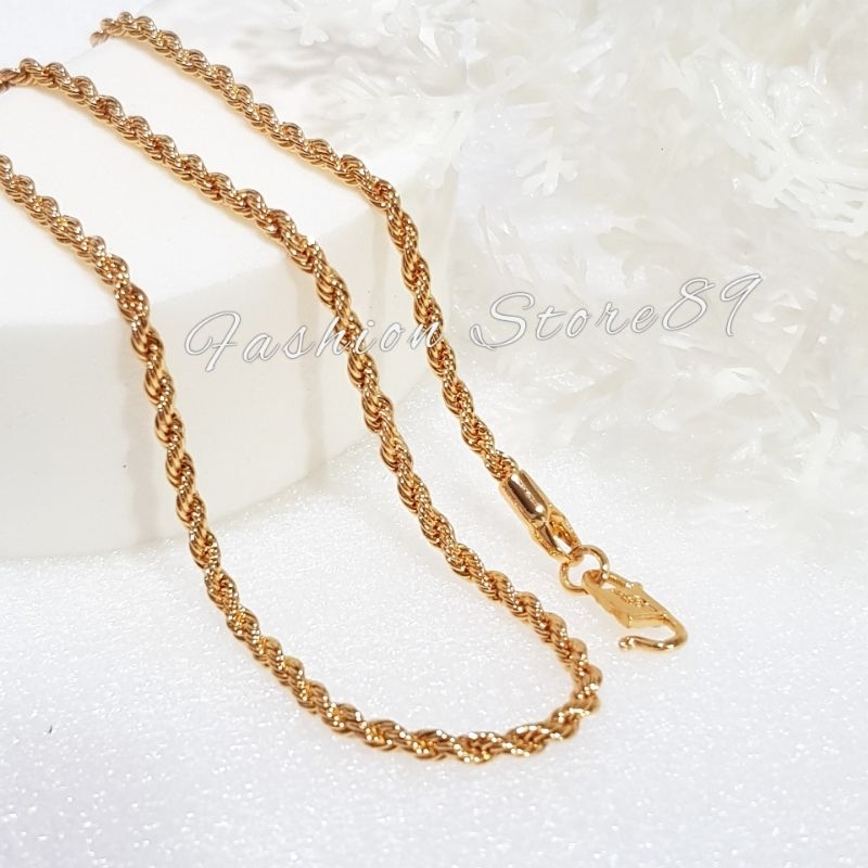 Kalung Tambang Yaxiya Perhiasan anak dan dewasa dilapisi emas 18k