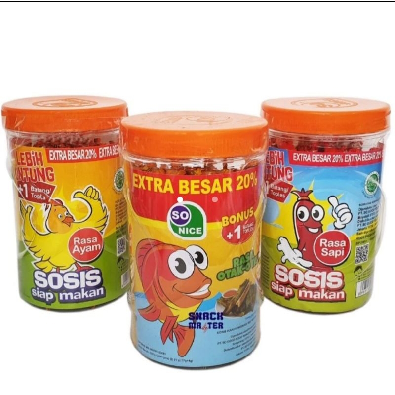 

1 toples sosis so nice rasa ayam - sapi - otak otak isi 24 pcs
