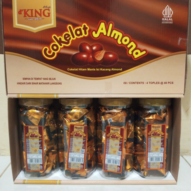 

COKELAT ALMOND d'KING Coklat Hitam Manis isi kacang almond