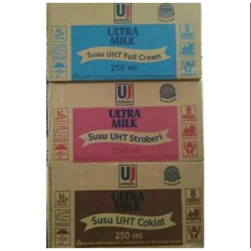 

ultra milk 250ml coklat,strawberry,cream