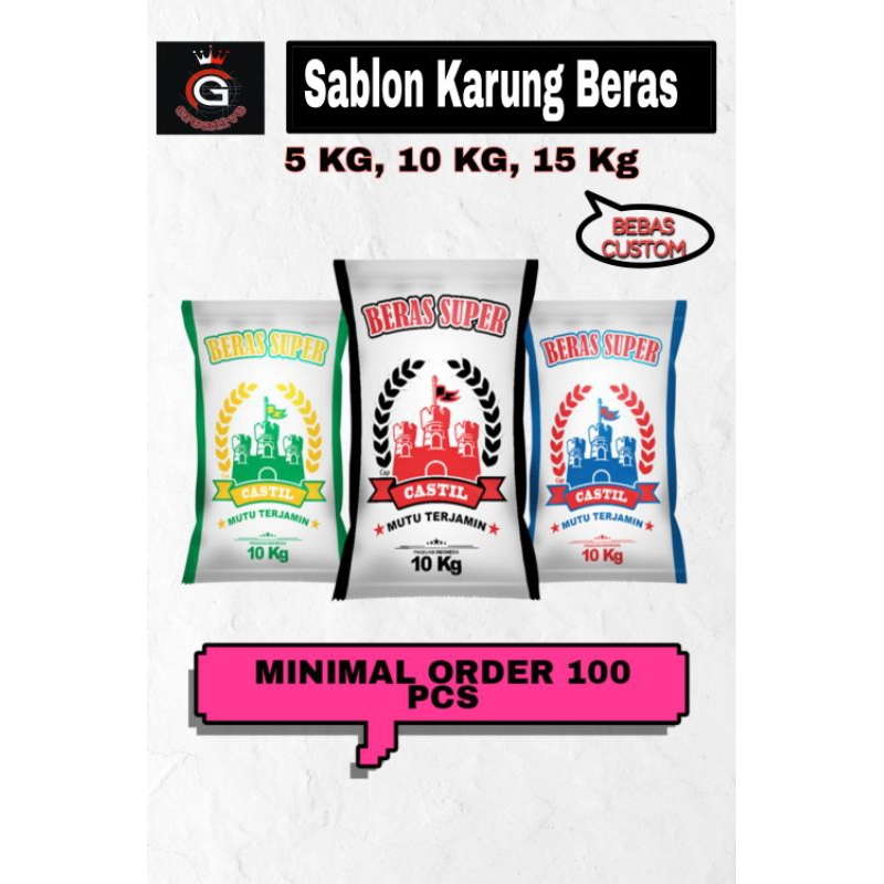 Sablon Karung Beras Custom 5 KG 10 KG 15 KG