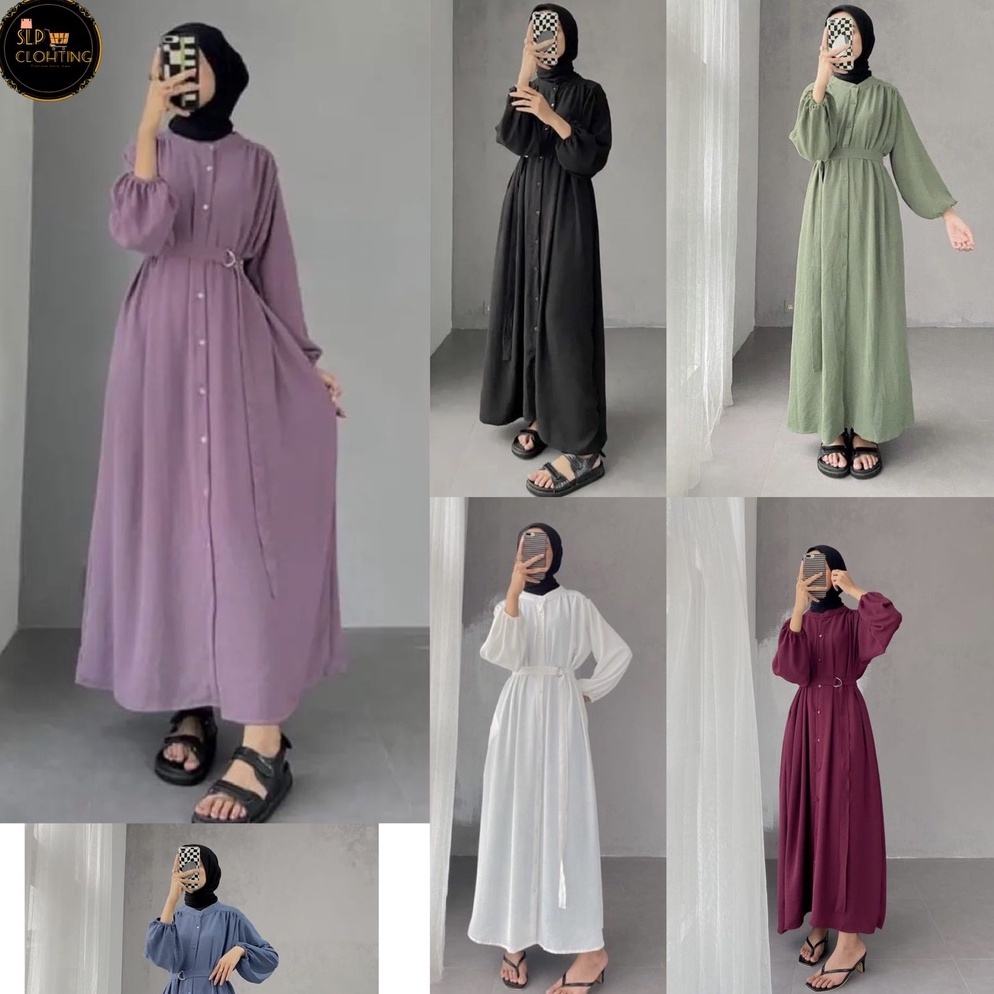 Top Sale GAMIS SYIFA CRINKLE AIRFLOW  GAMIS TERBARU LEBARAN 223  GAMIS  baju gamis lebaran 223 mewah