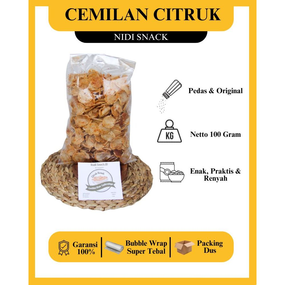 

NIDI 100 gram - Cemilan Keripik Citruk Molring Moring Pedas Gurih Asin khas Tasikmalaya Garut Enak Murah Renyah