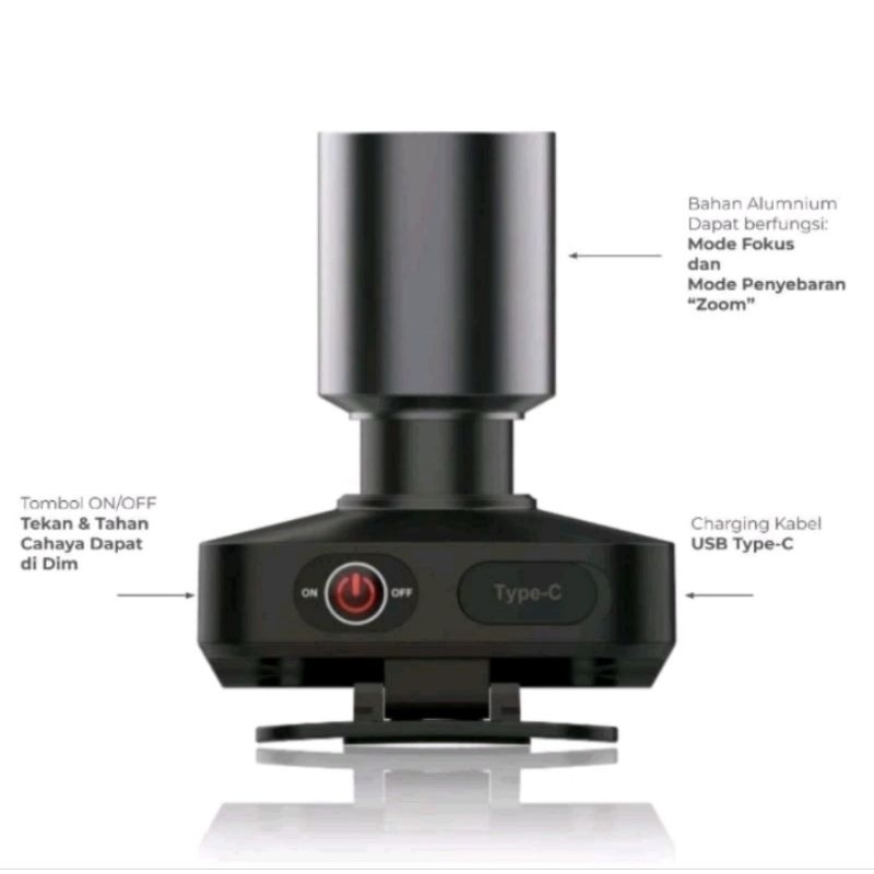 senter kepala aoki zoom cahaya putih  aoki zoom AK-3685 60watt senter kepala zoom