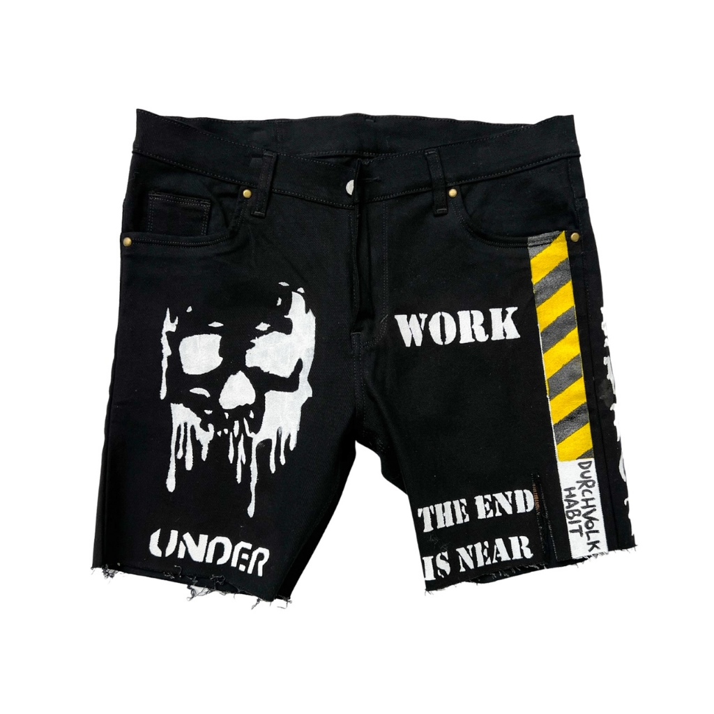 DURCHVOLK / CELANA JEANS / VJ252 Celana denim pendek painting robek