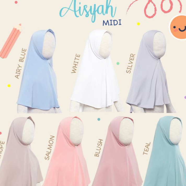 XC26619 Jilbab Anak Instan Hijab Bergo Jersey Premium 6 7 8 tahun Size L Aisyah Midi Nuha Kids