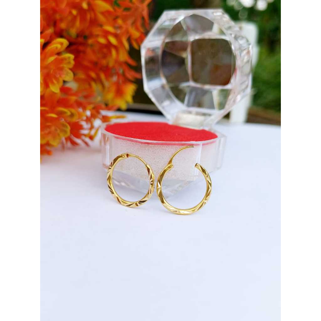 Anting Gipsy Emas Asli Anting Lingkaran Anting Wanita Anting Bulat Anting Emas Simpel Anting Kado