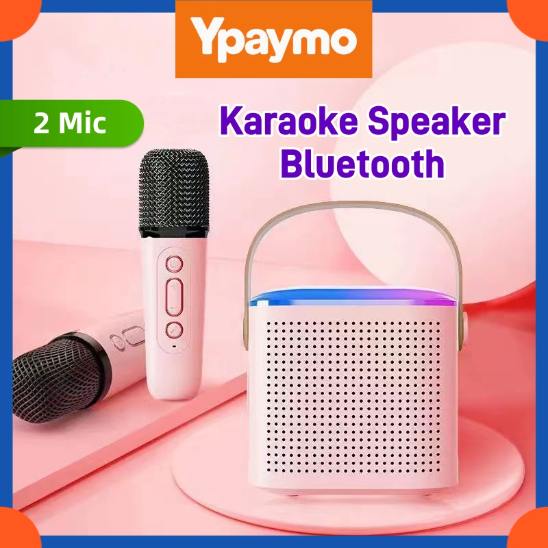 	 Ypaymo Speaker 2 Mic Karaoke Mini Wireless Bluetooth Stereo Potable Camping RGB Party Bass Kids KTV	