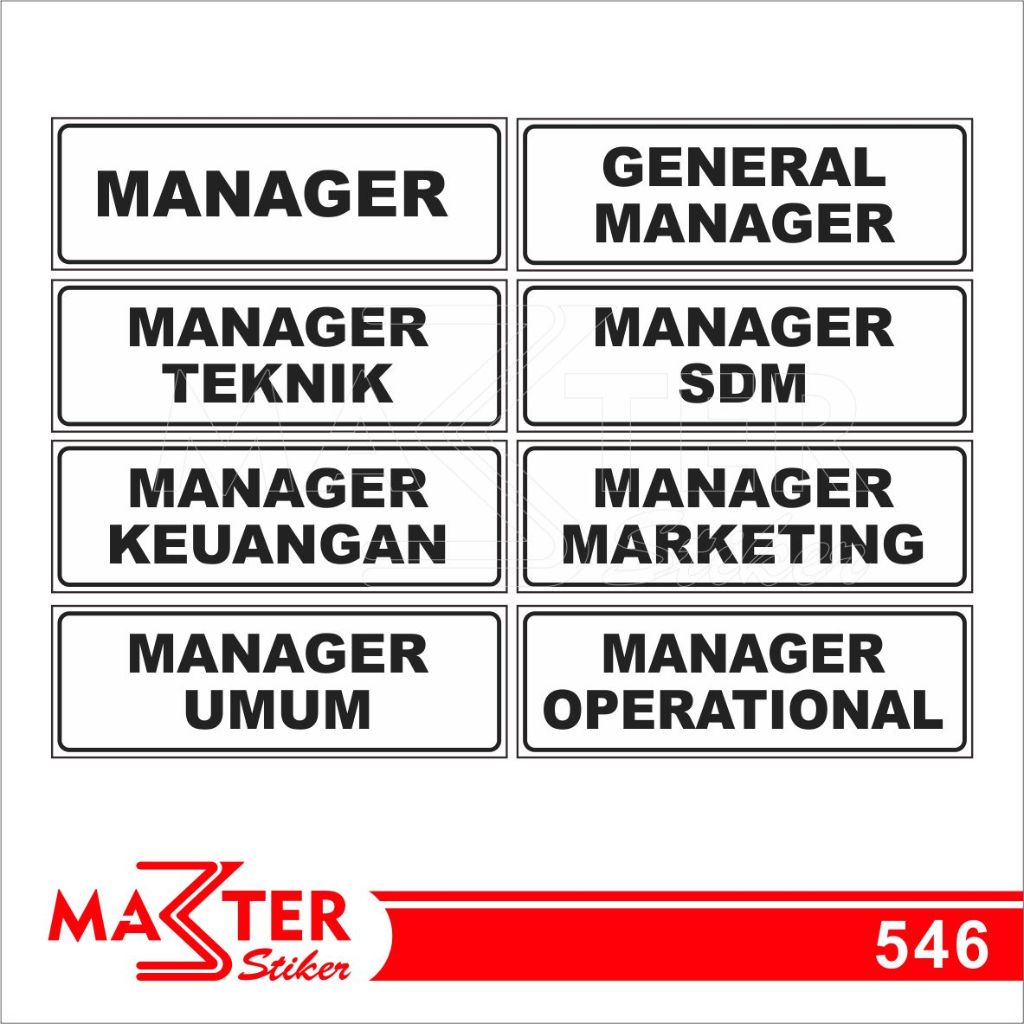 

546 - Stiker Nama Ruangan Manager di Kantor/Perusahaan, Sticker Vinyl, Tahan Air, dan Bisa Custom