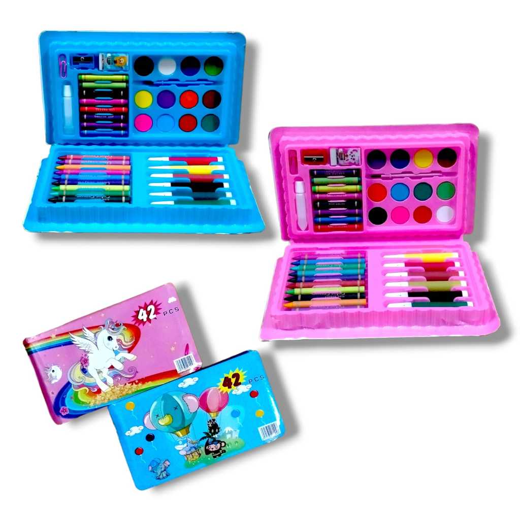 

Perlengkapan Mewarna Set Coloring Drawing Set + Box isi 42 pcs Suvenir Ultah Anak