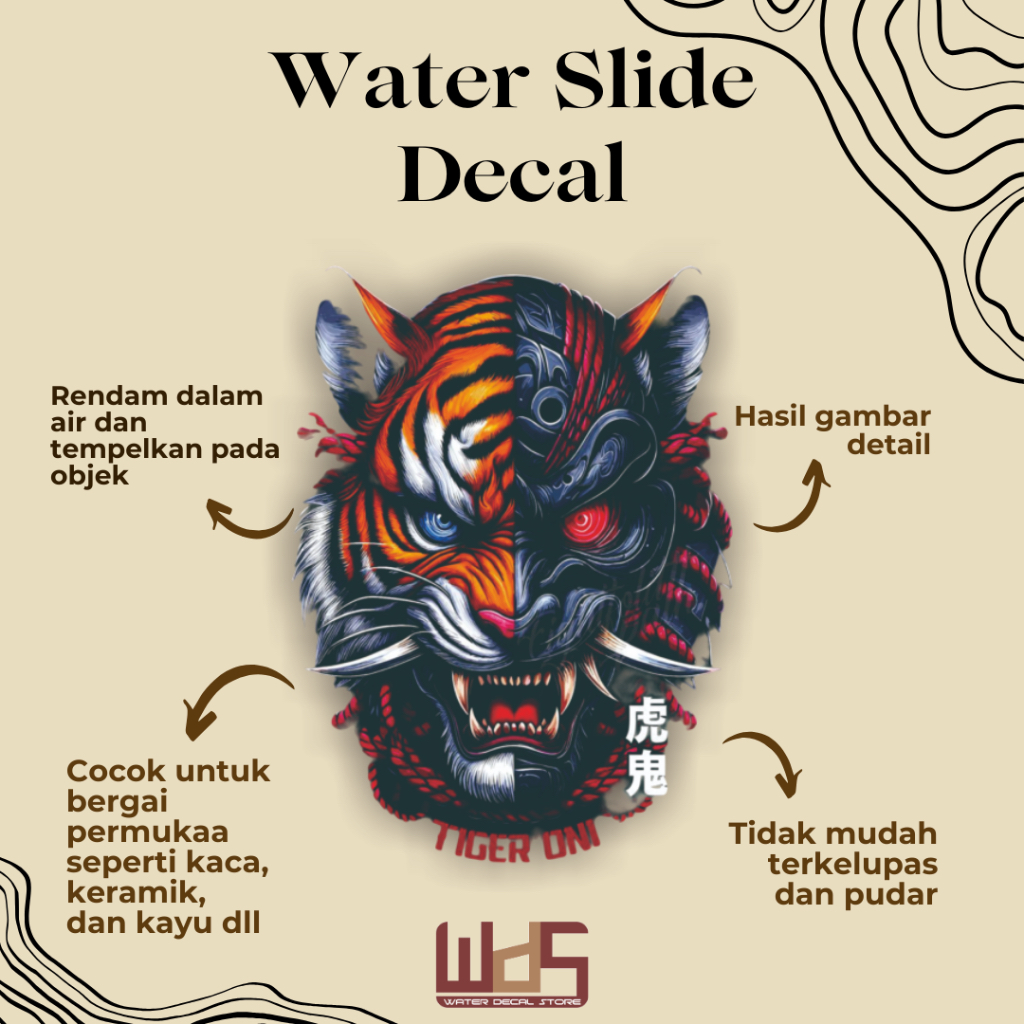 

WATER SLIDE DECAL HARIMAU / DECAL AIR / STIKER AIR / MERCHANDISE