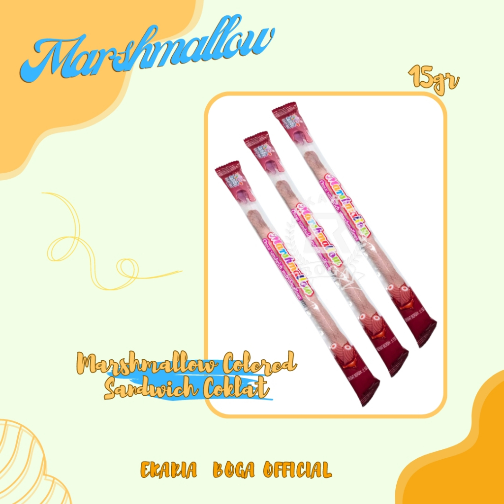 

MARSHMALLOW | PERMEN | KEMASAN | CANDY CREATIONS | KEPANG | MARSHMALLOW COLERED SANDWICH COKLAT 15GR