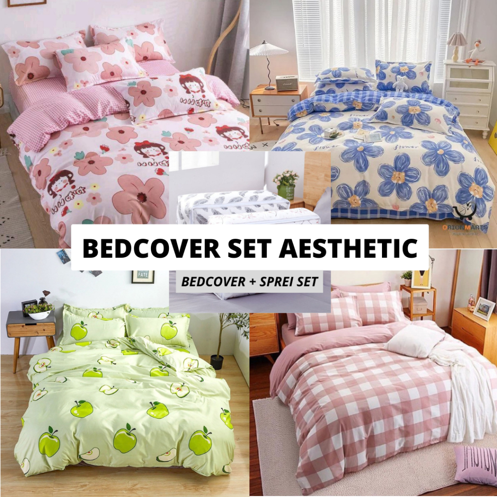 [ BEDCOVER SET ] BEDCOVER SET SPREI MOTIF AESTHETIC / AESTHETIC KOREA Bedcover dan Seprei Set